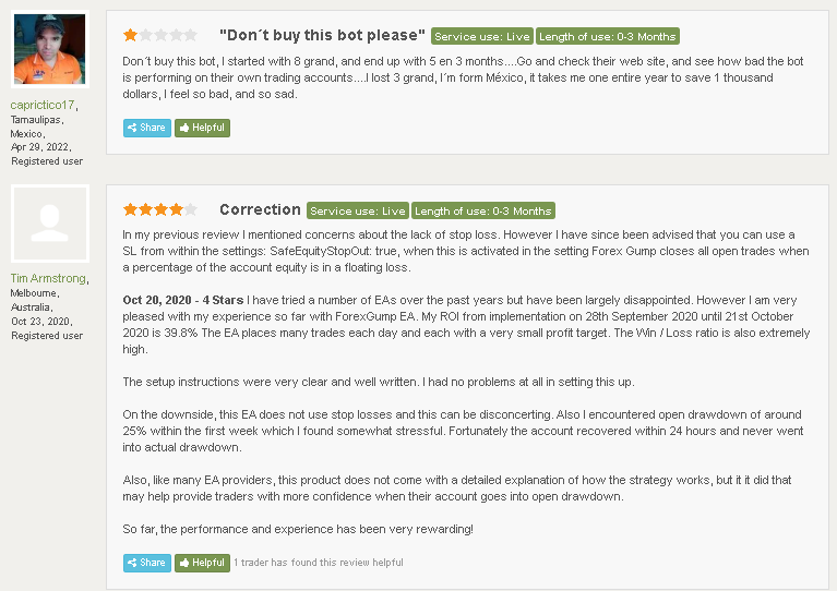Customer reviews on FPA.