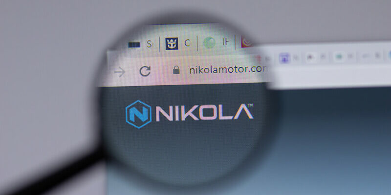 New York, USA - 18 March 2021: Nikola Corporation company logo icon on website, Illustrative