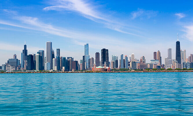 Chicago skyline in summertime