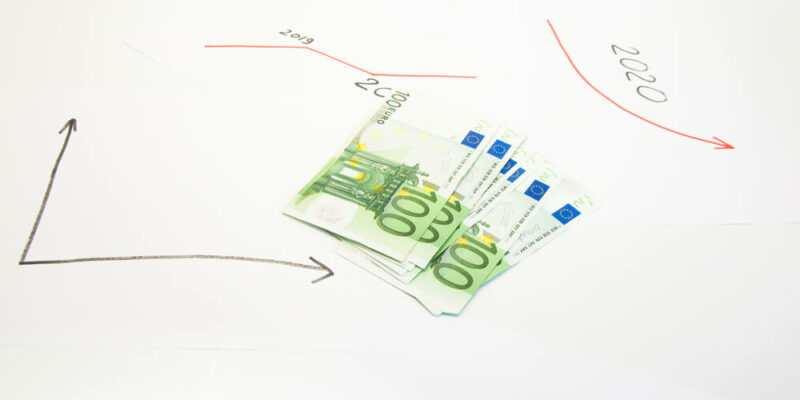 money on the letterhead. Economic growth chart