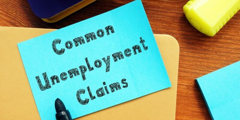 Business concept about Common Unemployment Claims with inscription on the sheet.