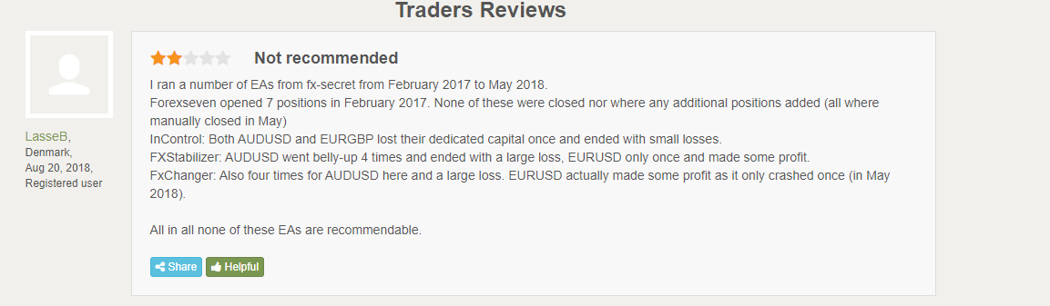 User review for FXSecret Immortal on Forexpeacearmy
