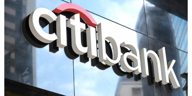citibank, logo on the wall