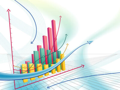 Modern, dynamic vector illustration with abstract business graph