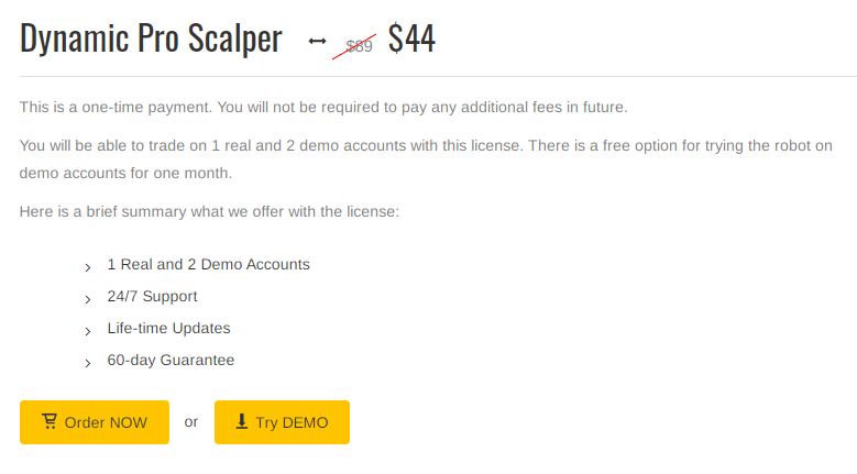 Dynamic Pro Scalper’s price
