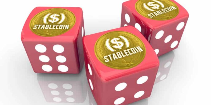 Stablecoin Cryptocurrency Bet Gamble Invest Red Dice 3d Illustration
