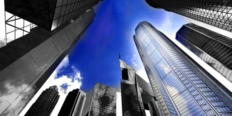 Corporate buildings in perspective