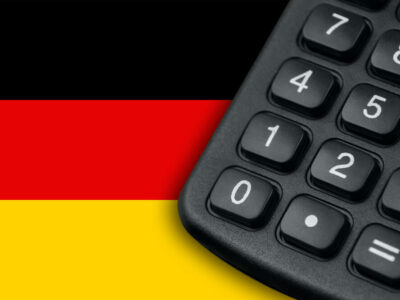 Black calculator and German Flag