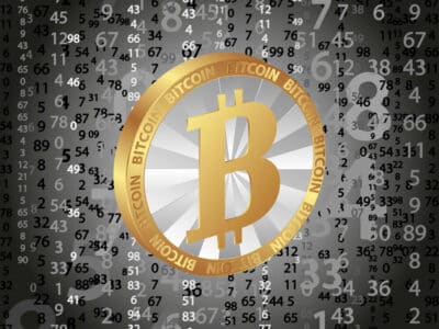 coin bitcoin on digital background