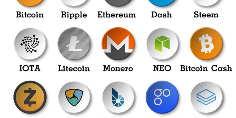 Set of cryptocurrency icon