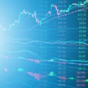 financial business stock market graph chart candle stick screen monitor