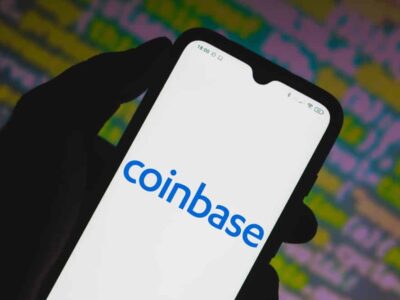 March 24, 2021, Brazil. In this photo illustration a Coinbase logo seen displayed on a smartphone