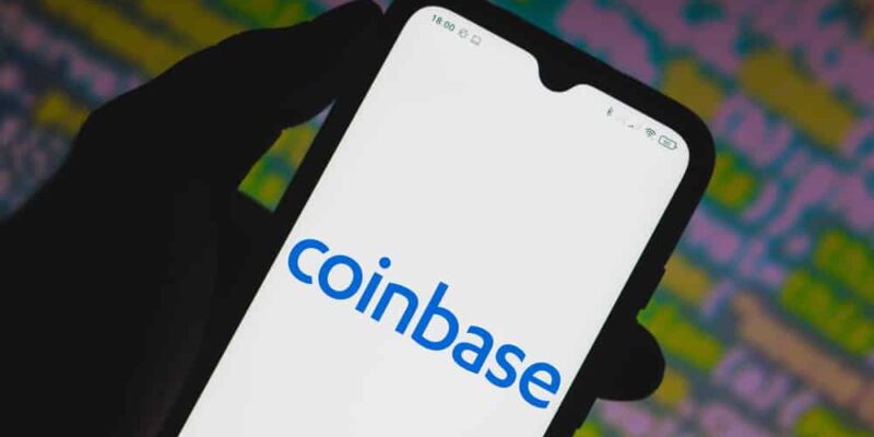 March 24, 2021, Brazil. In this photo illustration a Coinbase logo seen displayed on a smartphone