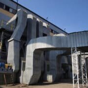 exhaust ducts and dust collectors for the boiler to the chimney leading