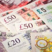 closeup Banknotes of the pound sterling